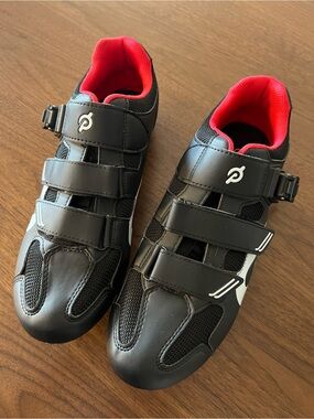 Peloton Black Cycling Shoes with Red Interior